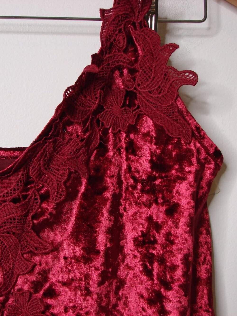 Vintage Y2K Burgundy Velvet Lace Camisole Babydoll Fairy Goth Whimsigoth Small - Picture 7 of 14